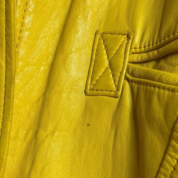 Neiman Marcus Mustard Yellow Leather Jacket Small - Picture 4 of 7